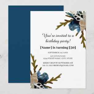 Coastal Iris Flower Nautical Elegant Birthday Invitation