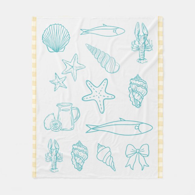 Coastal Italian Kitchen Print | Sorrento Blue  Fleece Blanket (Front)
