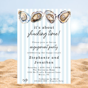 Coastal It's About Shucking Time Engagement Party Invitation