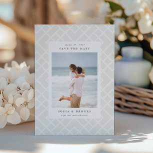 Coastal Ivory Bamboo Lattice Photo Save The Date