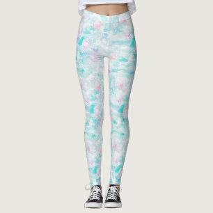 Coastal Jellyfish Watercolor Pattern Leggings