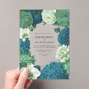 Coastal Juniper, Tidal Foam & Deep Reef Blue Acrylic Invitations