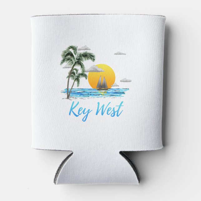 Coastal Key West Sailing Sunset Can Cooler (Front)