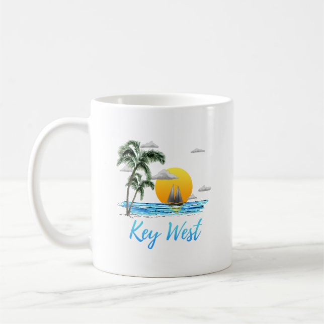 Coastal Key West Sailing Sunset Coffee Mug (Left)