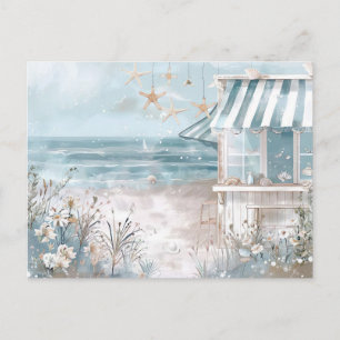coastal landscape illustration postcard