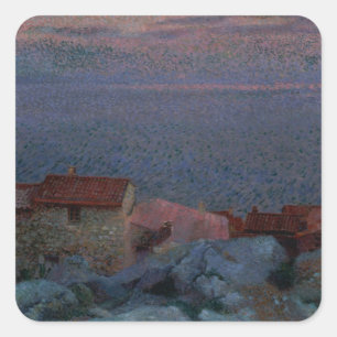 Coastal Landscape (oil on canvas) Square Sticker