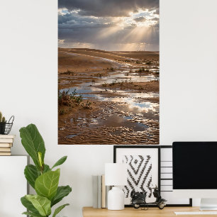 Coastal landscape poster at sunset