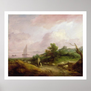 Coastal Landscape with a Shepherd and his Flock, c Poster