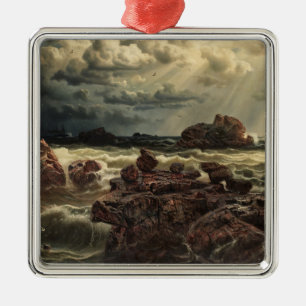 Coastal Landscape with Ships on the Horizon Metal Ornament