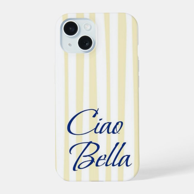 Coastal Lemonade Candy Stripes iPhone 15 Case (Back)