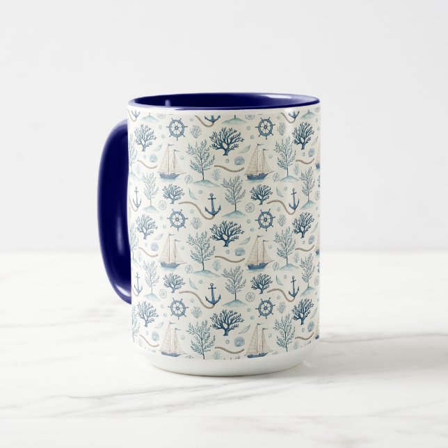 Coastal Life Oceans Blue Mug (Front Left)