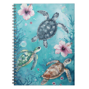 Coastal Life Sea Turtle Art  Notebook