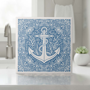Coastal Life Series Anchor Blue D1208 Ceramic Tile