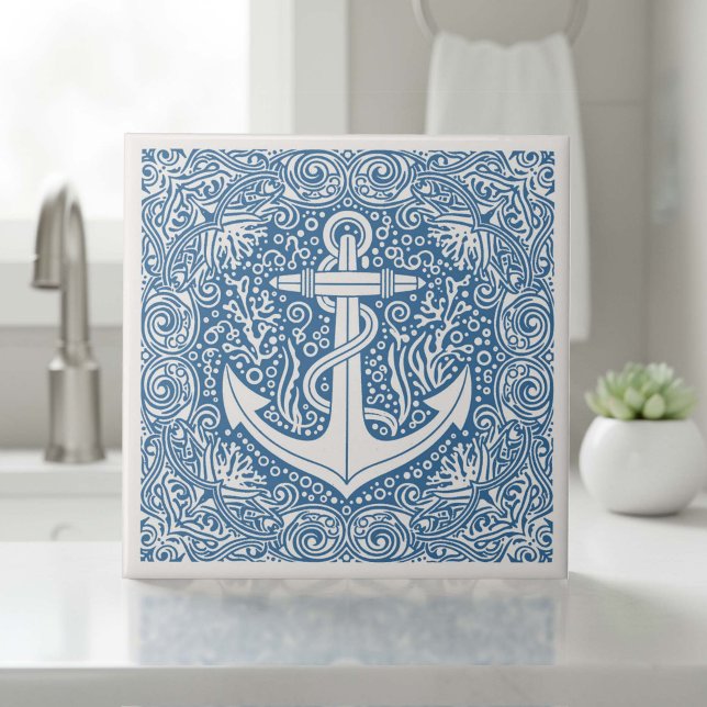Coastal Life Series Anchor Blue D1208 Ceramic Tile (Creator Uploaded)