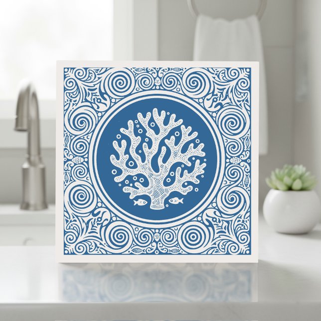 Coastal Life Series Lace Coral Blue D1208 Ceramic Tile (Creator Uploaded)