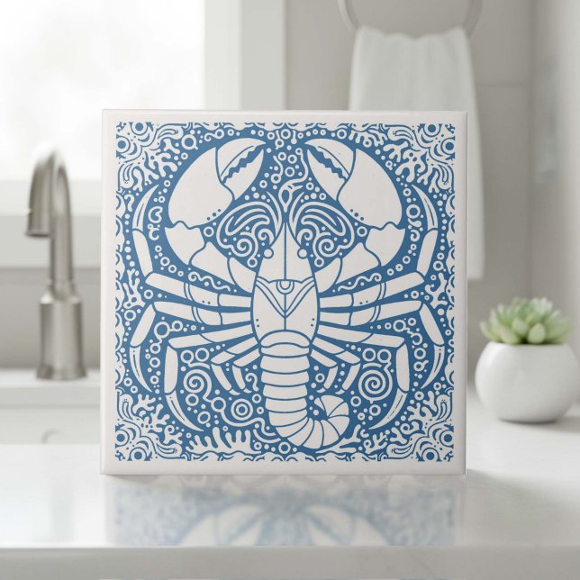 Coastal Life Series Lobster Blue D1208 Ceramic Tile (Creator Uploaded)