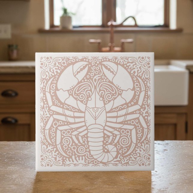 Coastal Life Series Lobster Coral D1208 Ceramic Tile (Creator Uploaded)