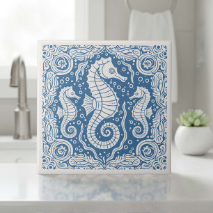 Coastal Life Series Seahorse Blue D1208 Ceramic Tile