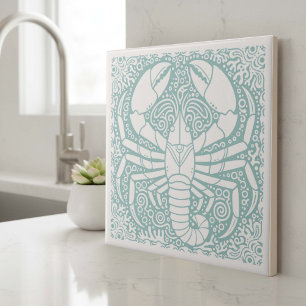 Coastal Life Series Seahorse Lobster D1208 Ceramic Tile