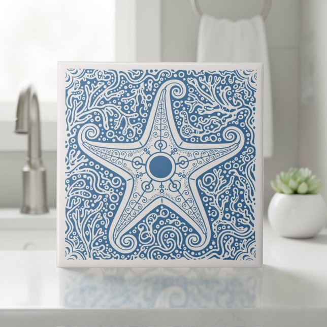 Coastal Life Series Starfish Blue D1208 Ceramic Tile (Creator Uploaded)