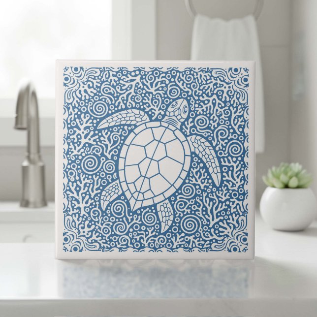 Coastal Life Series Turtle Blue D1208 Ceramic Tile (Creator Uploaded)