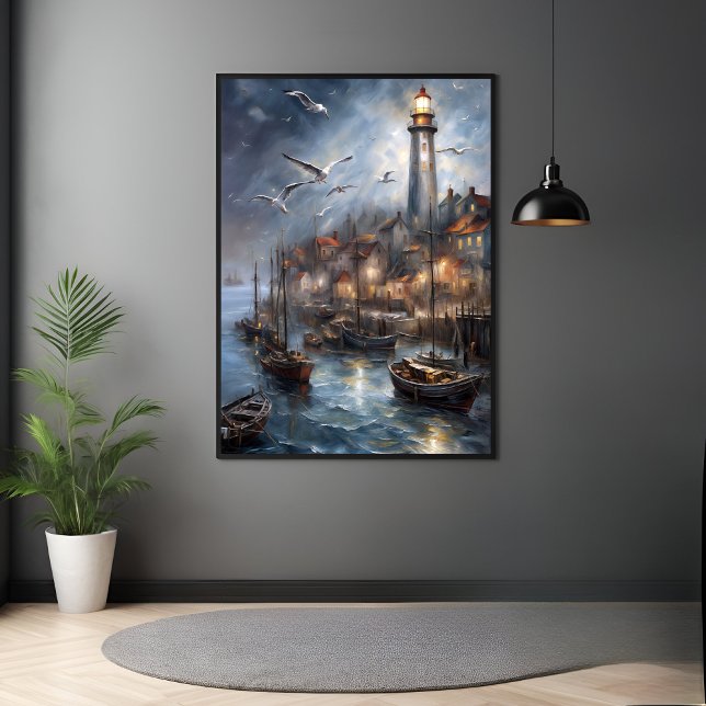 Coastal Lighthouse at Twilight Nautical Art Poster (Creator Uploaded)