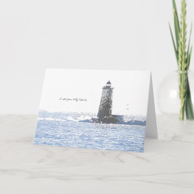 Coastal Lighthouse & Atlantic Ocean Nautical Theme Card (Front)