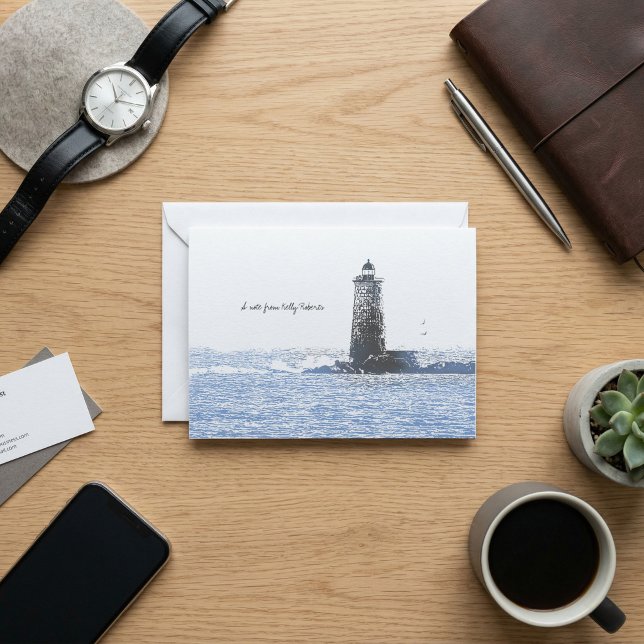 Coastal Lighthouse & Atlantic Ocean Nautical Theme Note Card (Creator Uploaded)