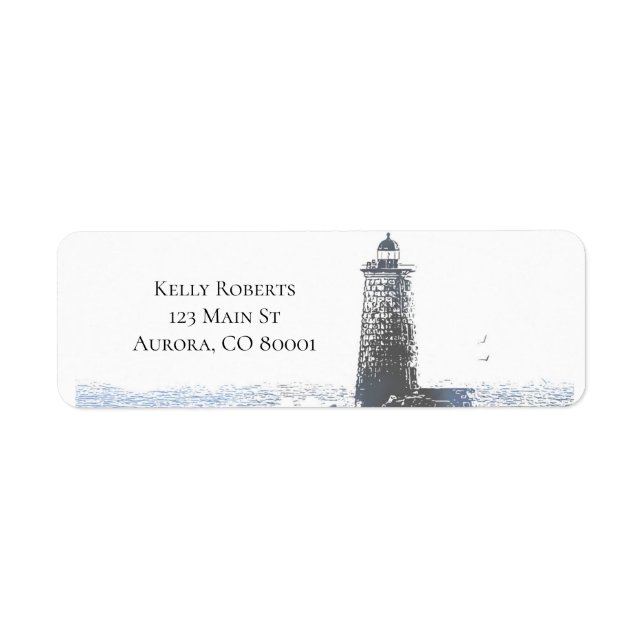 Coastal Lighthouse & Atlantic Ocean Nautical Theme Return Address Label (Front)