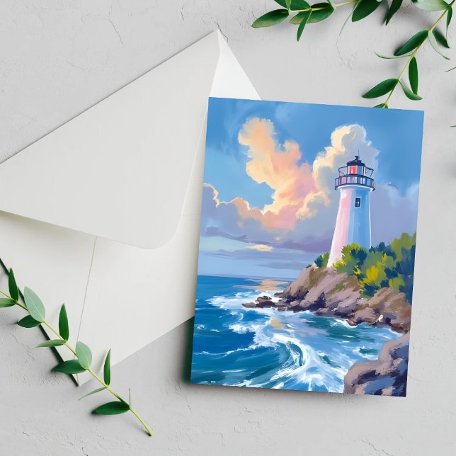 Coastal Lighthouse | Blue Ocean Waves Sea Card (Creator Uploaded)