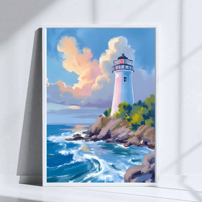 Coastal Lighthouse | Blue Ocean Waves Sea Poster (Creator Uploaded)