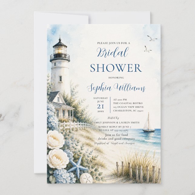 Coastal Lighthouse Bridal Shower Invitation (Front)