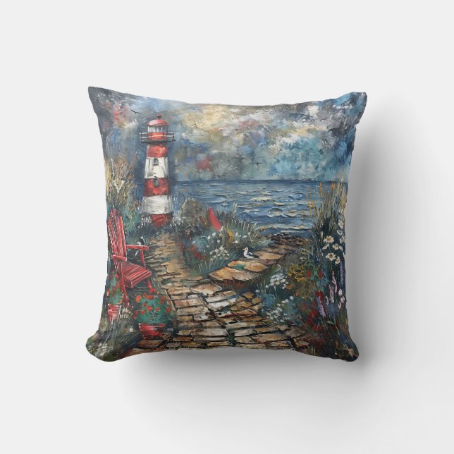 Coastal Lighthouse Cushion (Front)