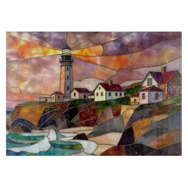 Coastal Lighthouse Cutting Board Beach Decor (Front)