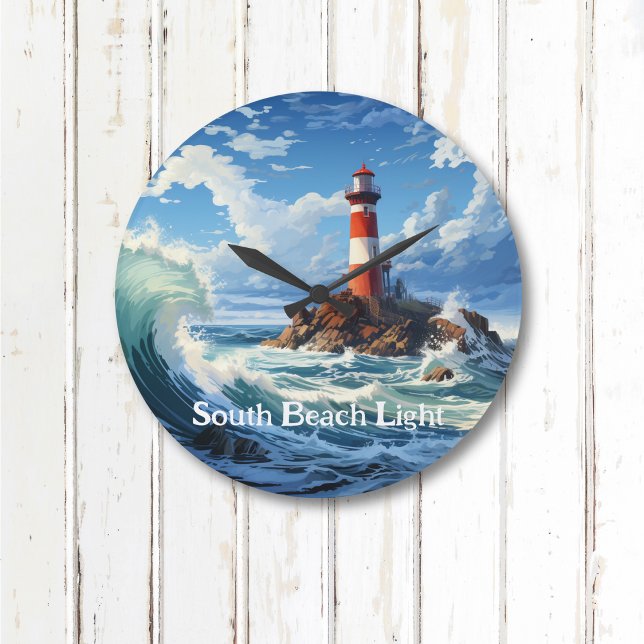 Coastal Lighthouse Image Large Clock (Creator Uploaded)