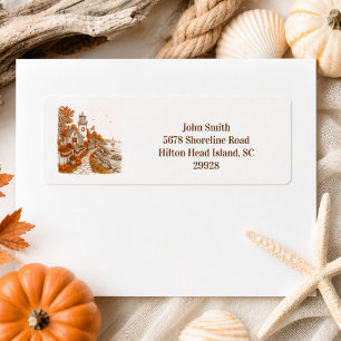 Coastal Lighthouse in Autumn Fall Season Return Address Label