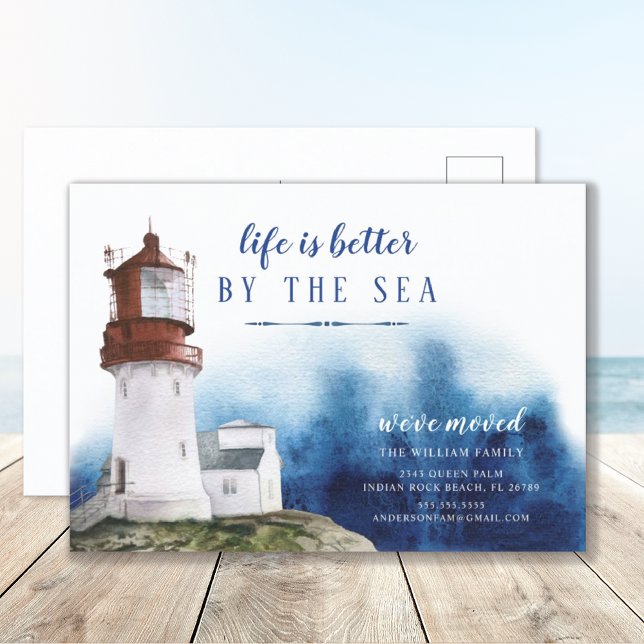 Coastal Lighthouse Moving Announcement Postcard (Creator Uploaded)