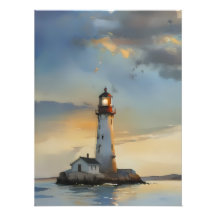 Coastal Lighthouse on a Rocky Island
