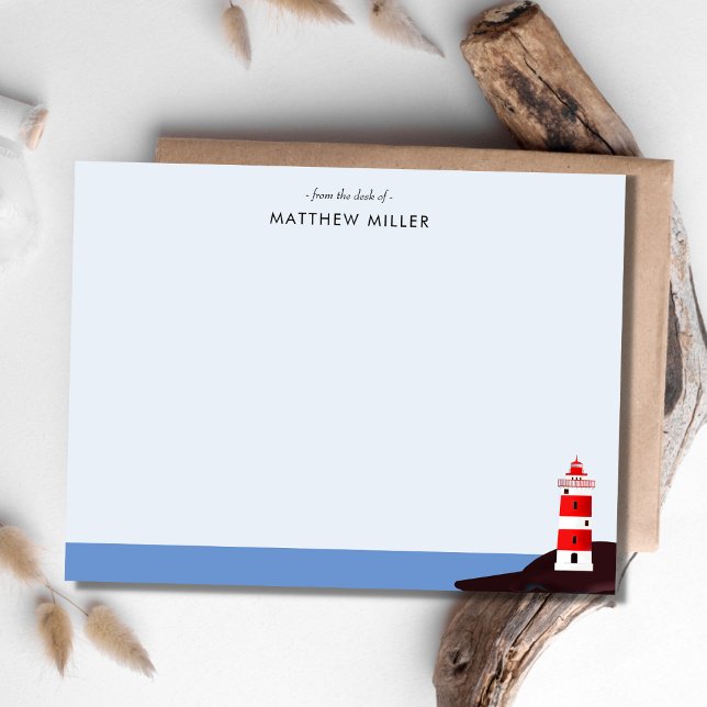 Coastal Lighthouse Personalised Blue  Card (Creator Uploaded)
