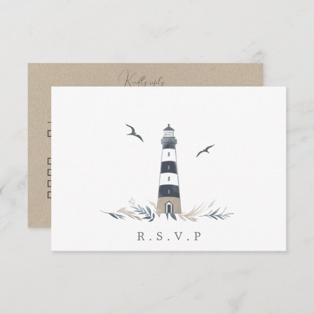 Coastal lighthouse RSVP meal choices (Front/Back)