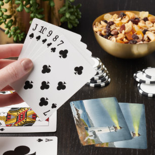 Coastal Lighthouse with Light Beam Playing Cards