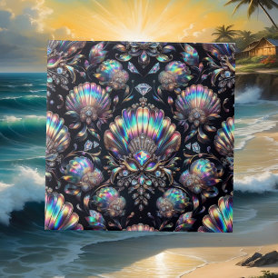 Coastal Living   Black Seashell Opal Diamond Ceramic Tile