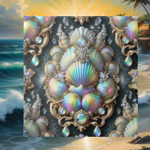Coastal Living   Black Seashell Opal Diamond Ceramic Tile