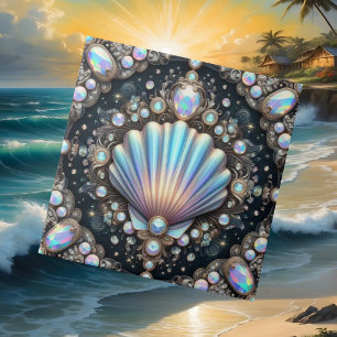 Coastal Living   Black Seashell Opal Diamond Ceramic Tile