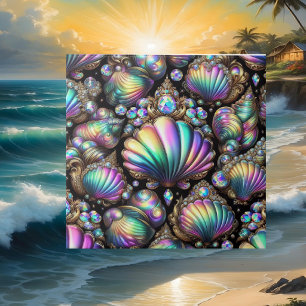 Coastal Living   Black Seashell Opal Diamond Ceramic Tile