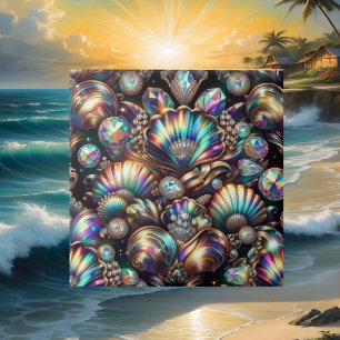 Coastal Living   Black Seashell Opal Diamond Ceramic Tile
