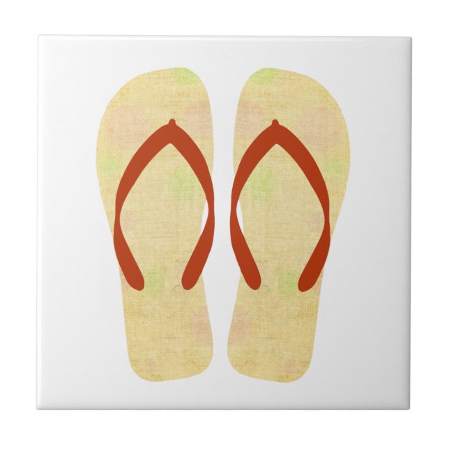 Coastal Living Yellow Flip Flops Tile (Front)