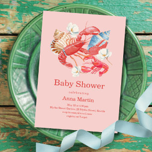 Coastal Lobster Baby Shower Invitation