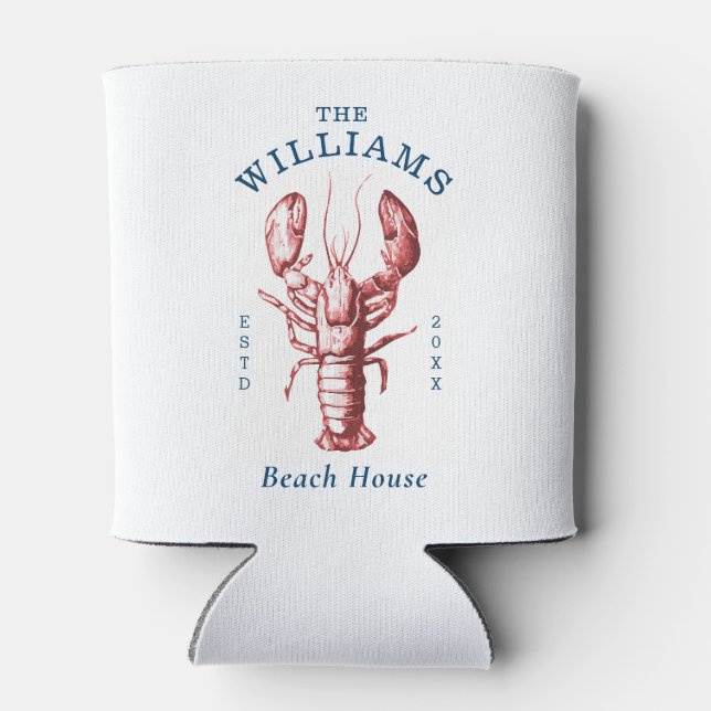 Coastal Lobster Beach House Can Cooler (Back)