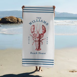 Coastal Lobster Beach House Towel